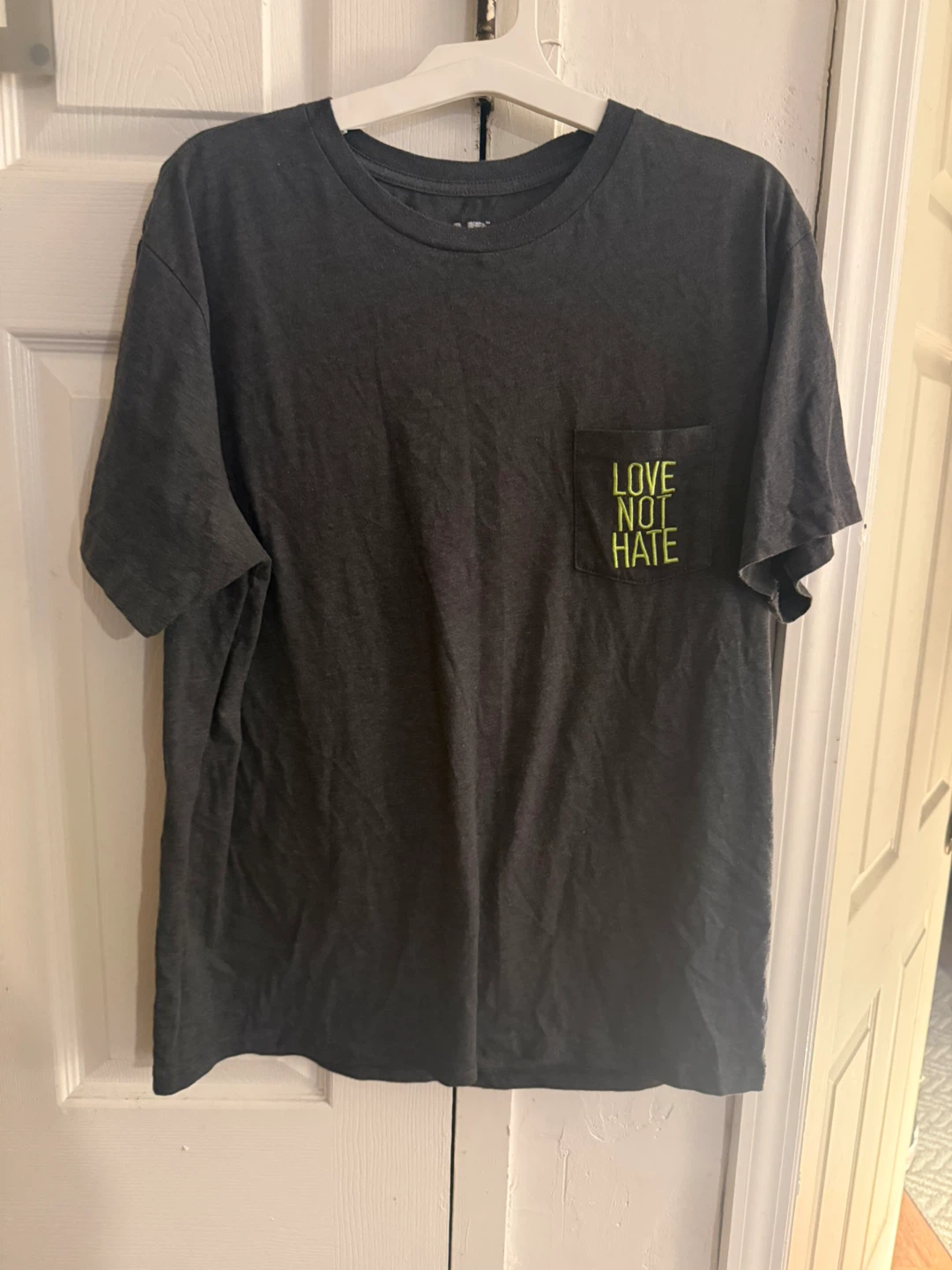 Charcoal Grey "Love Not Hate" Pocket T-Shirt - photo 3