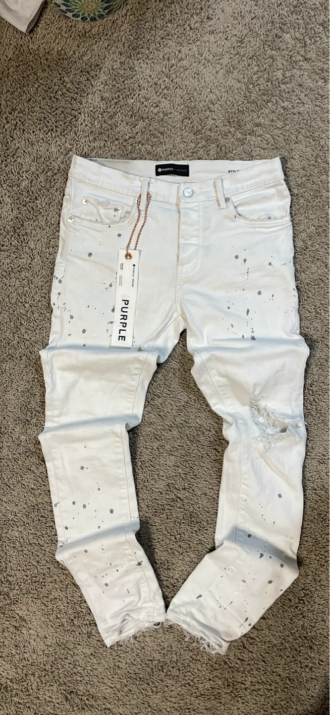 Purple Brand White Paint Splatter Denim Jeans