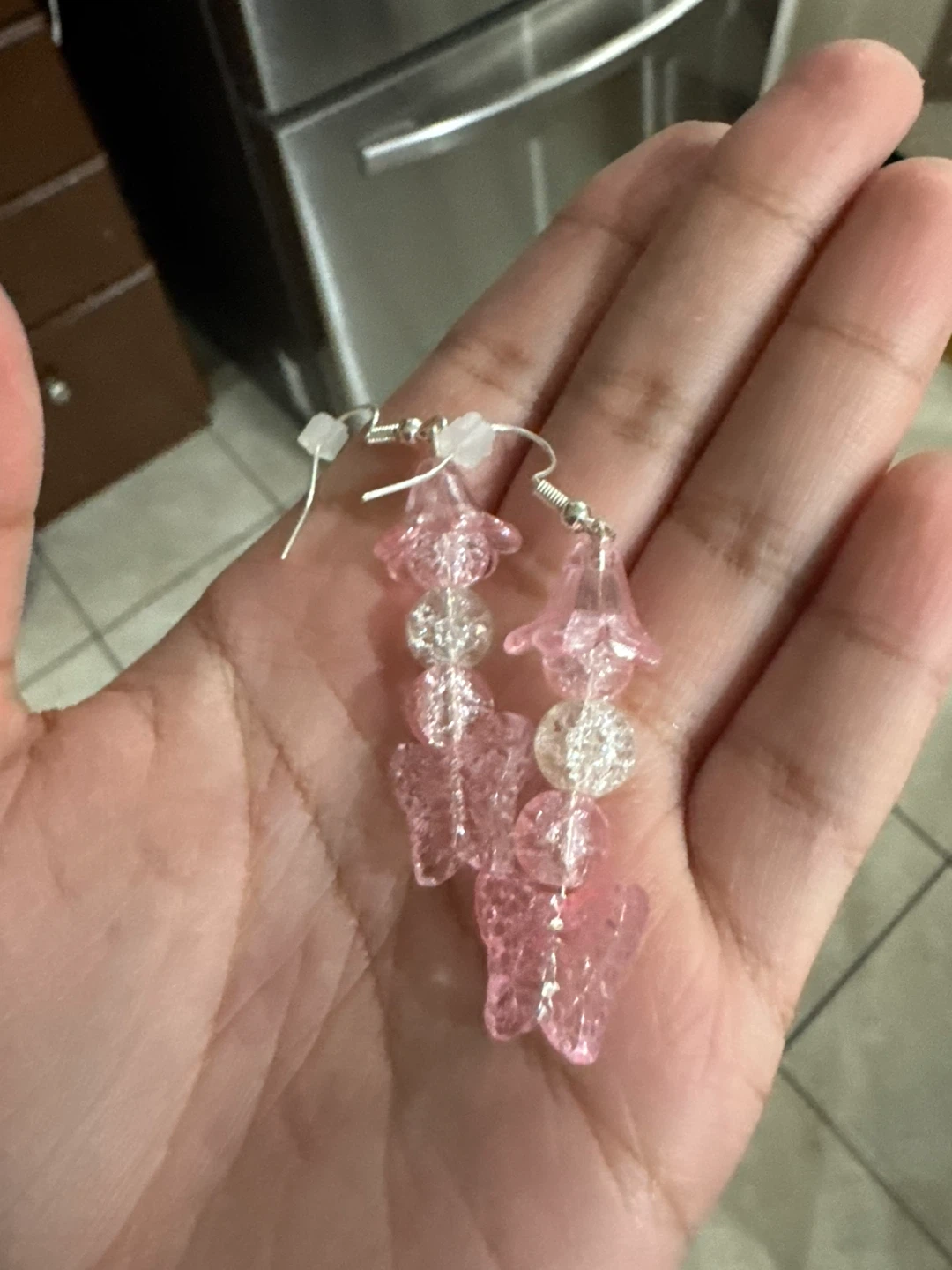 Pink Butterfly Charm Earrings