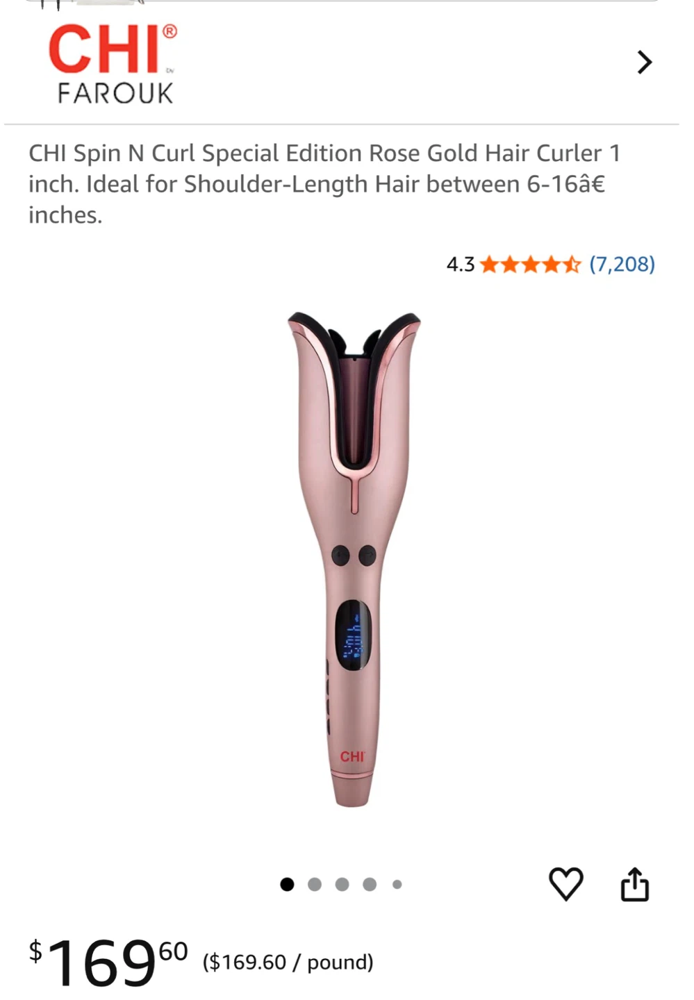 CHI Spin N Curl Special Edition Rose Gold Hair Curler 1 inch