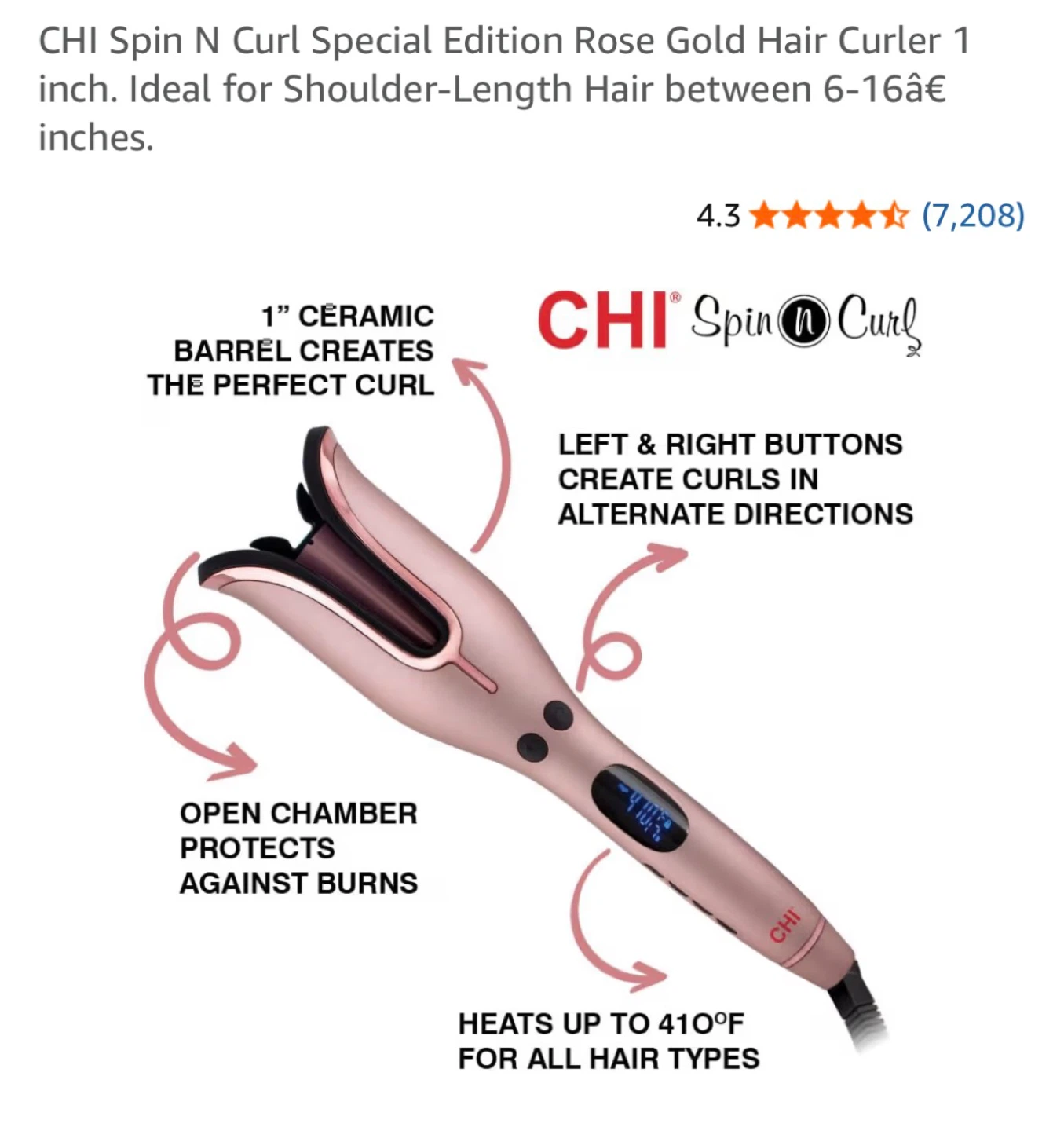 CHI Spin N Curl Special Edition Rose Gold Hair Curler 1 inch - photo 2