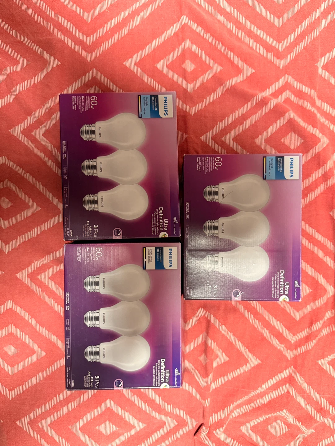 Philips A19 LED Light Bulbs - 60W Equivalent, Daylight (3 Pack)