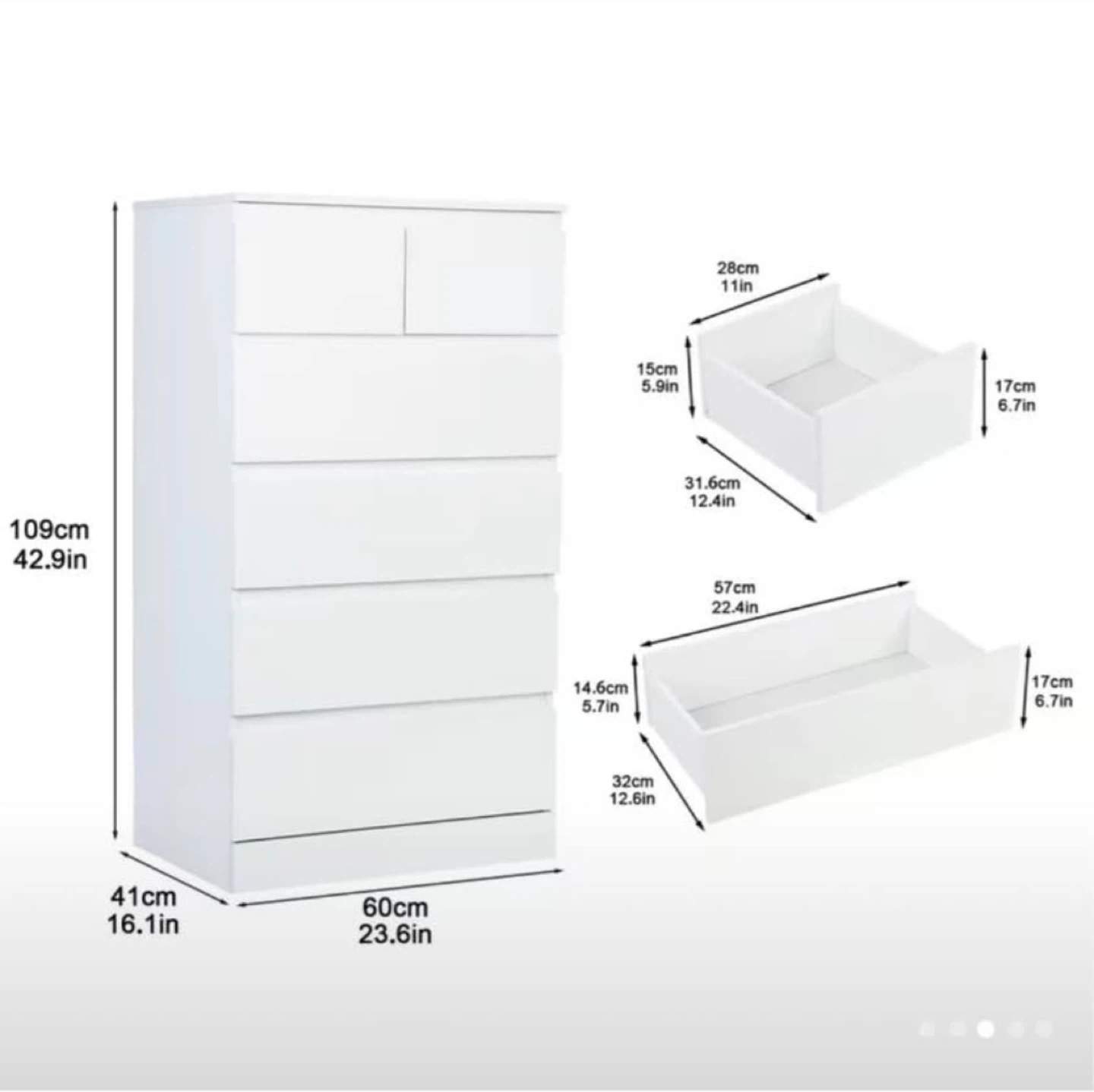 White 6 Drawer Dresser - photo 2