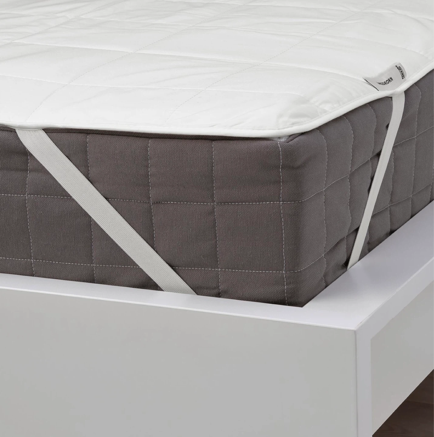 White Quilted Mattress Topper with Straps