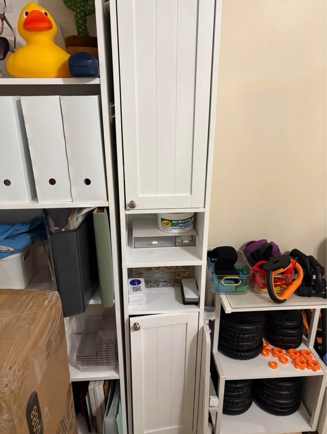 Tall White Storage Cabinet