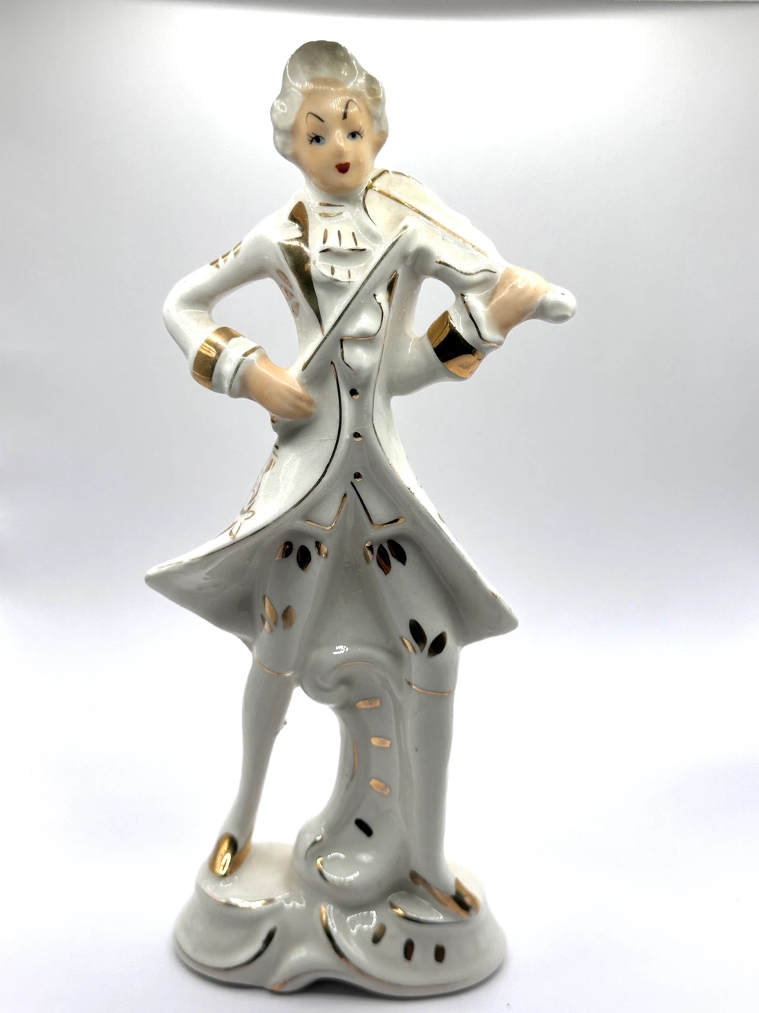 Vintage Porcelain Ceramic  Figurine Statue Man Playing Violin