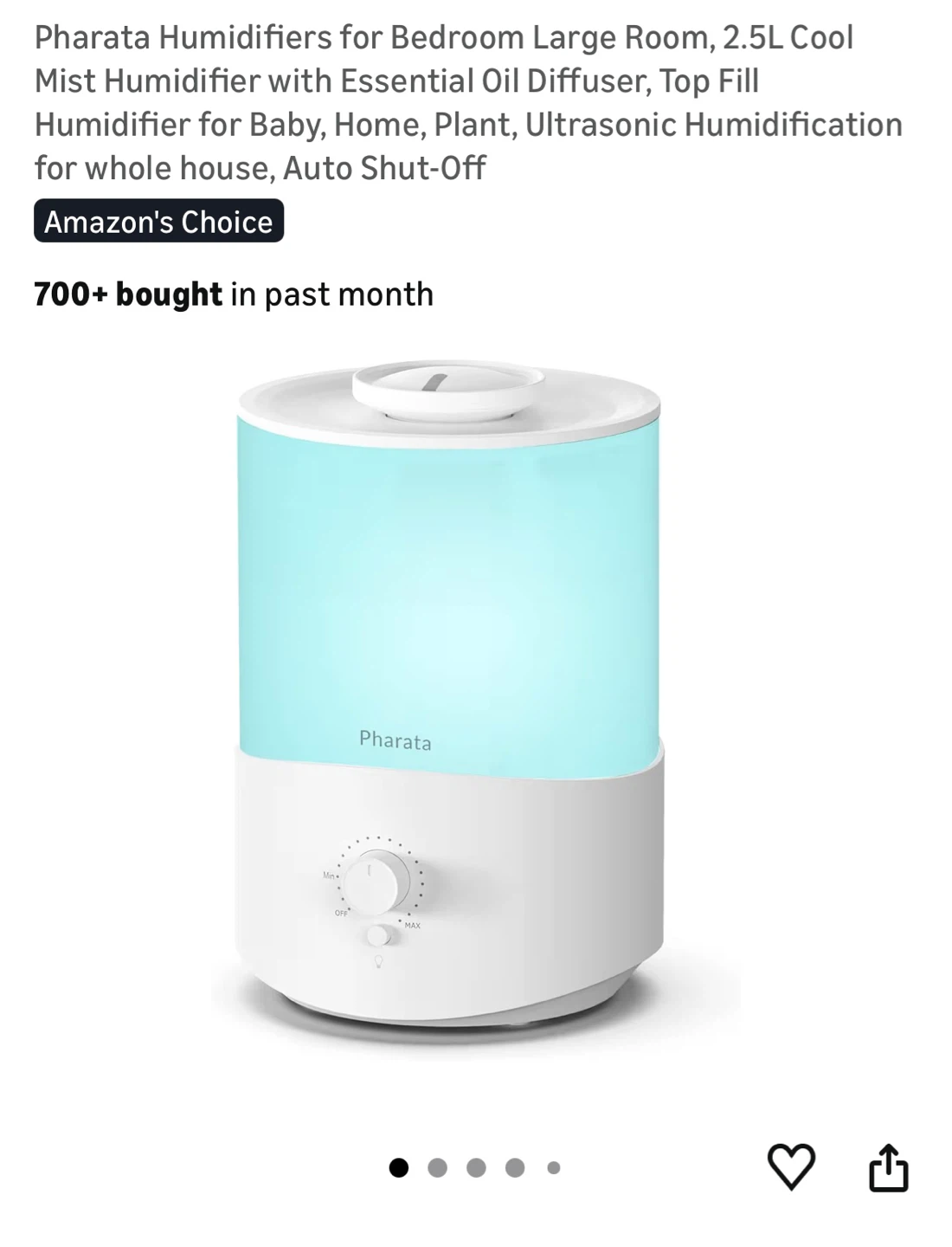 Pharata Cool Mist Humidifier with Essential Oil Diffuser 2.5L - photo 3