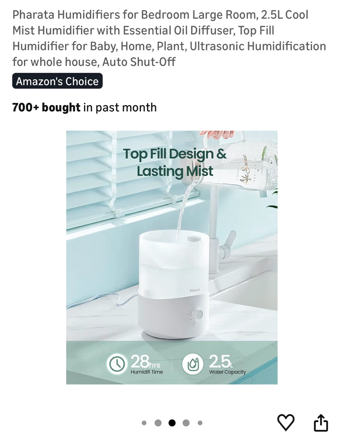 Pharata Cool Mist Humidifier with Essential Oil Diffuser 2.5L - photo 4