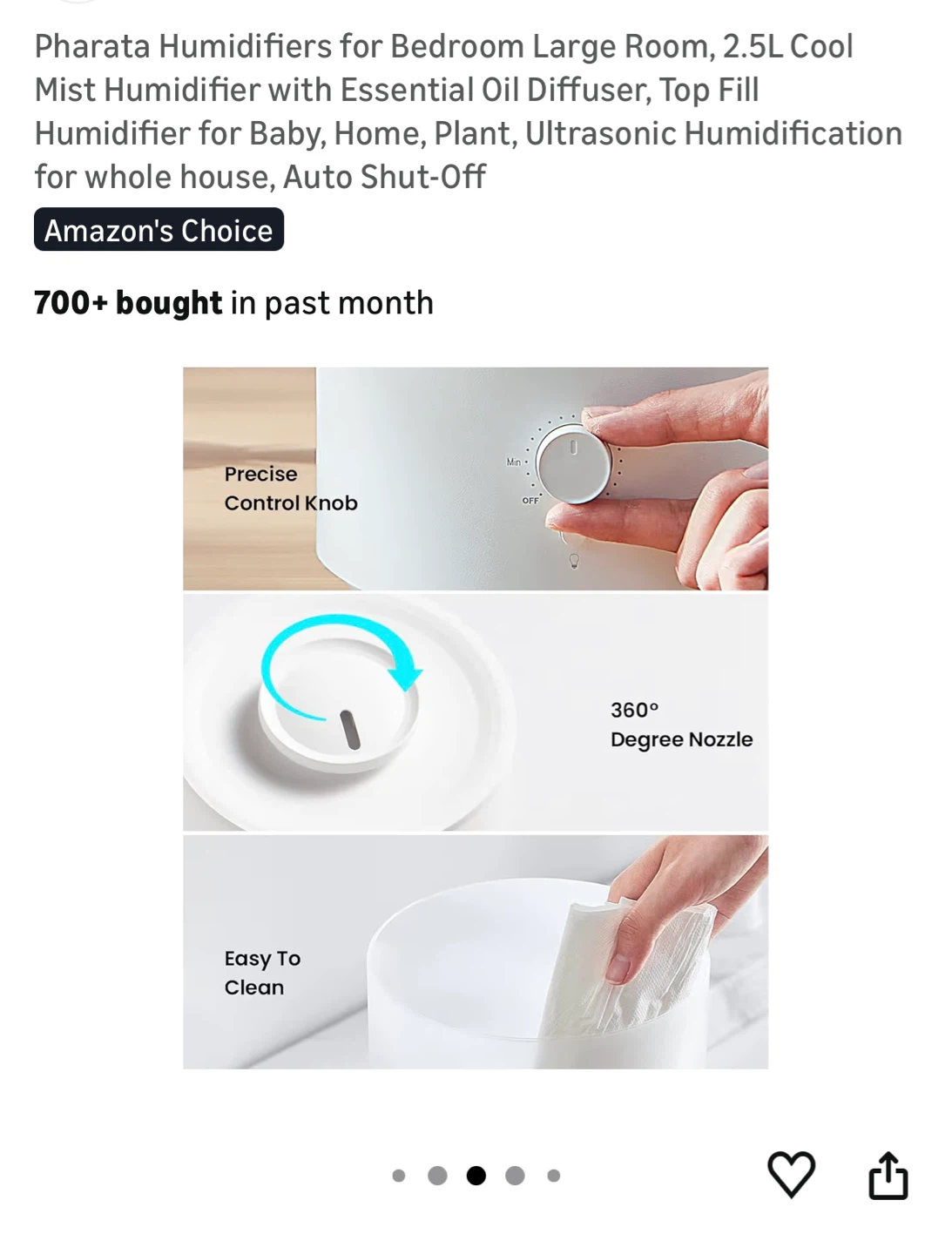 Pharata Cool Mist Humidifier with Essential Oil Diffuser 2.5L - photo 5