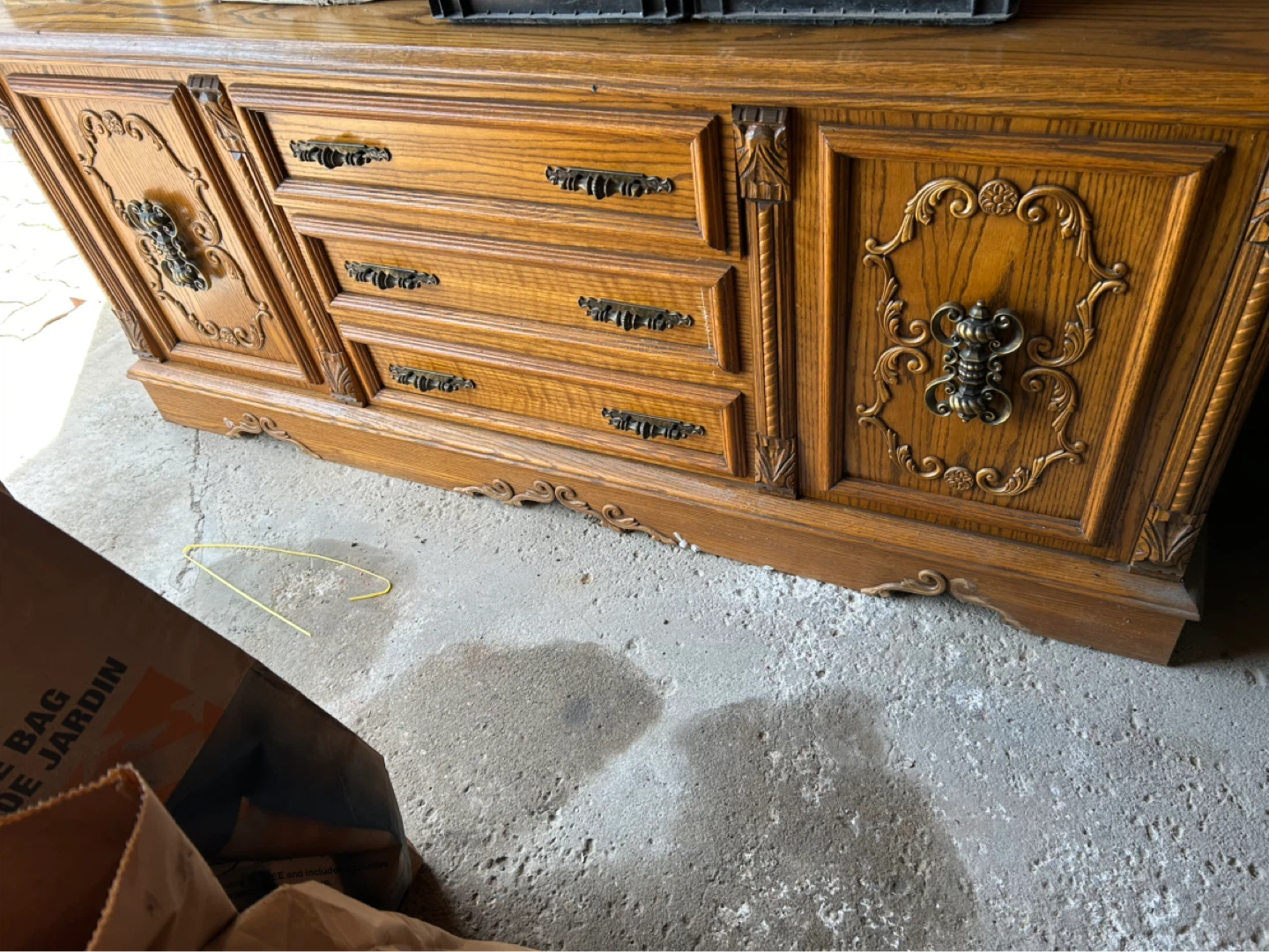 Vintage Oak Dresser with Ornate Hardware