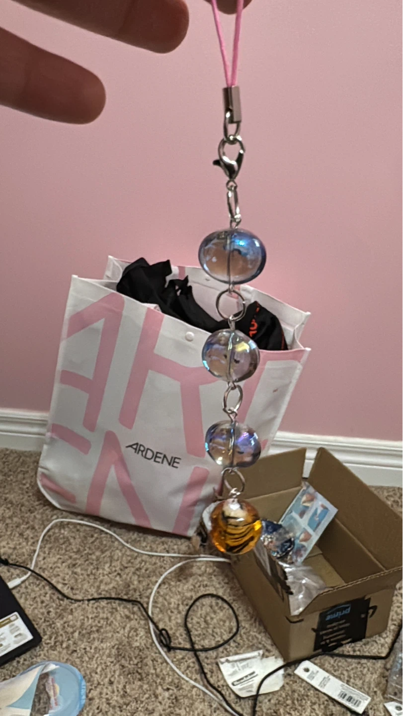 Beaded Charm with Pink Lanyard