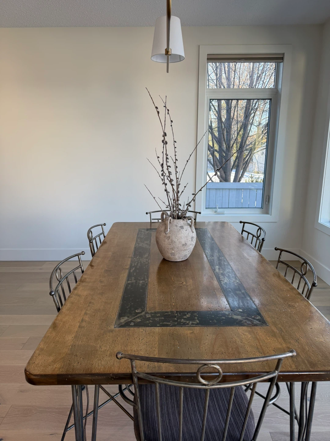 Wooden Dining Table with Metal Accents - photo 2