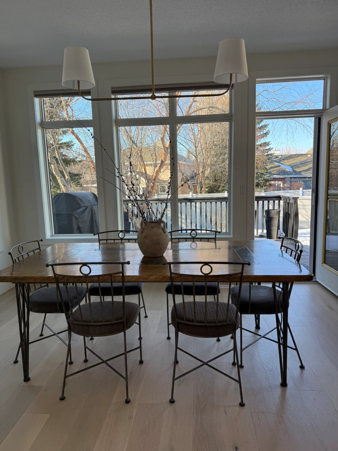 Wooden Dining Table with Metal Accents