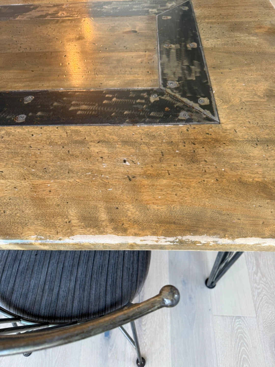 Wooden Dining Table with Metal Accents - photo 4