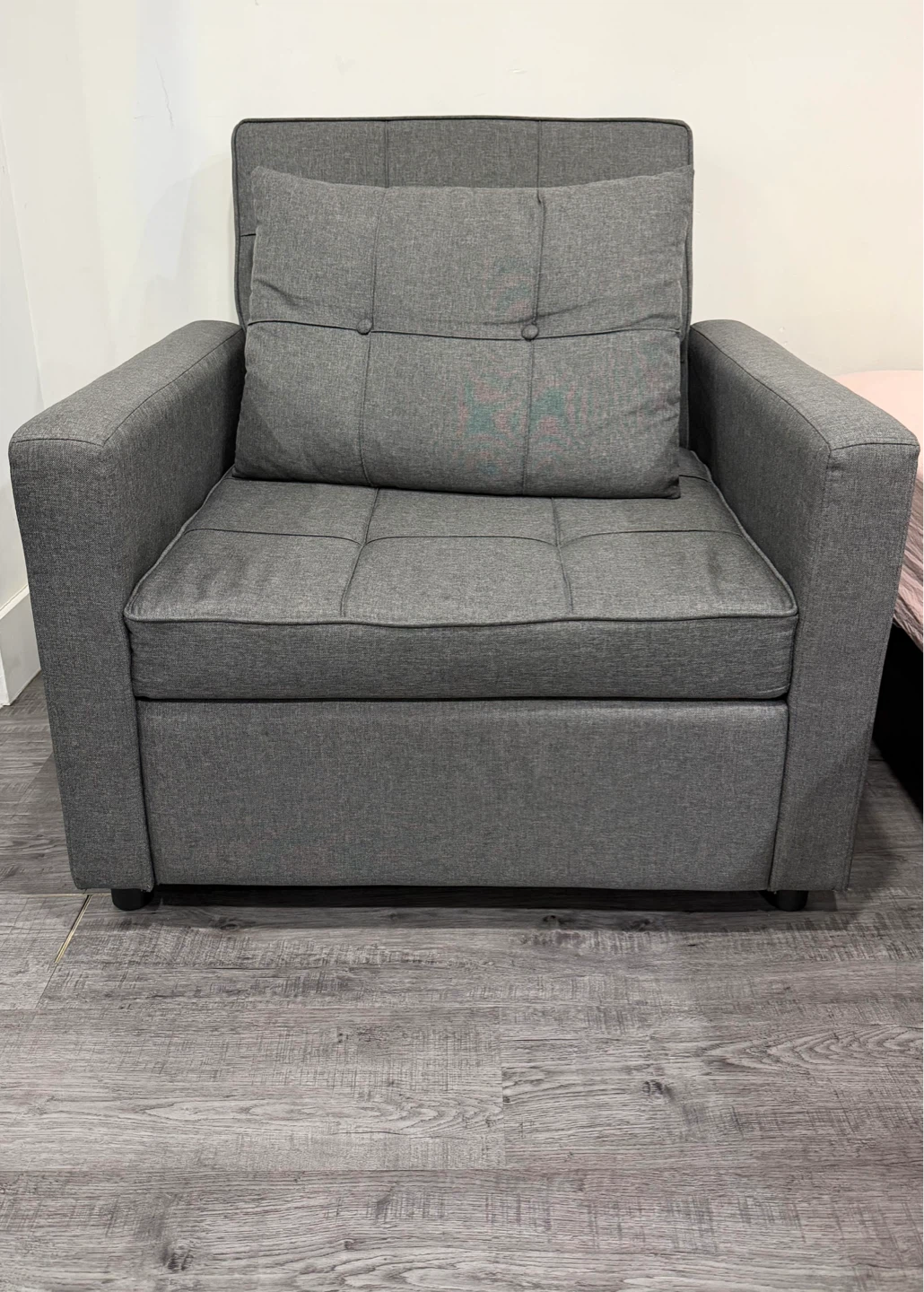 Grey Convertible Sofa Bed with Ottoman