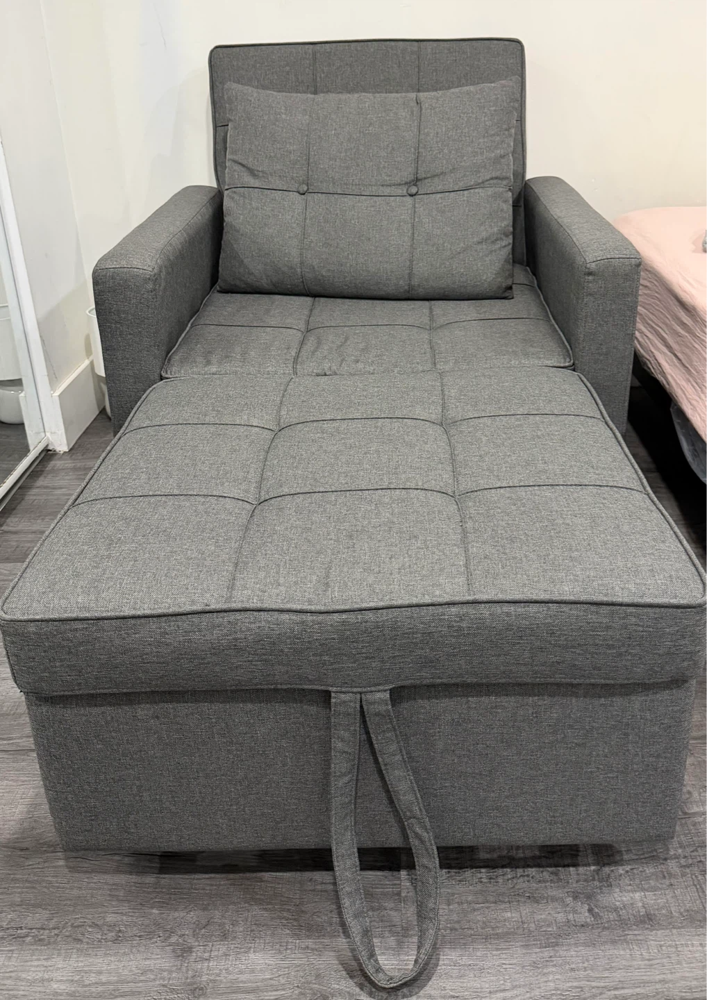 Grey Convertible Sofa Bed with Ottoman - photo 2