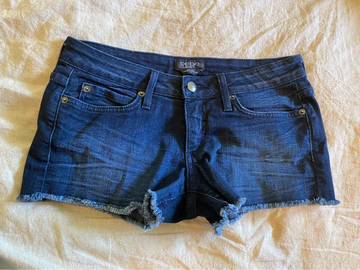 Bebe "Raw Edge Icon Short" Denim Shorts - Size 24