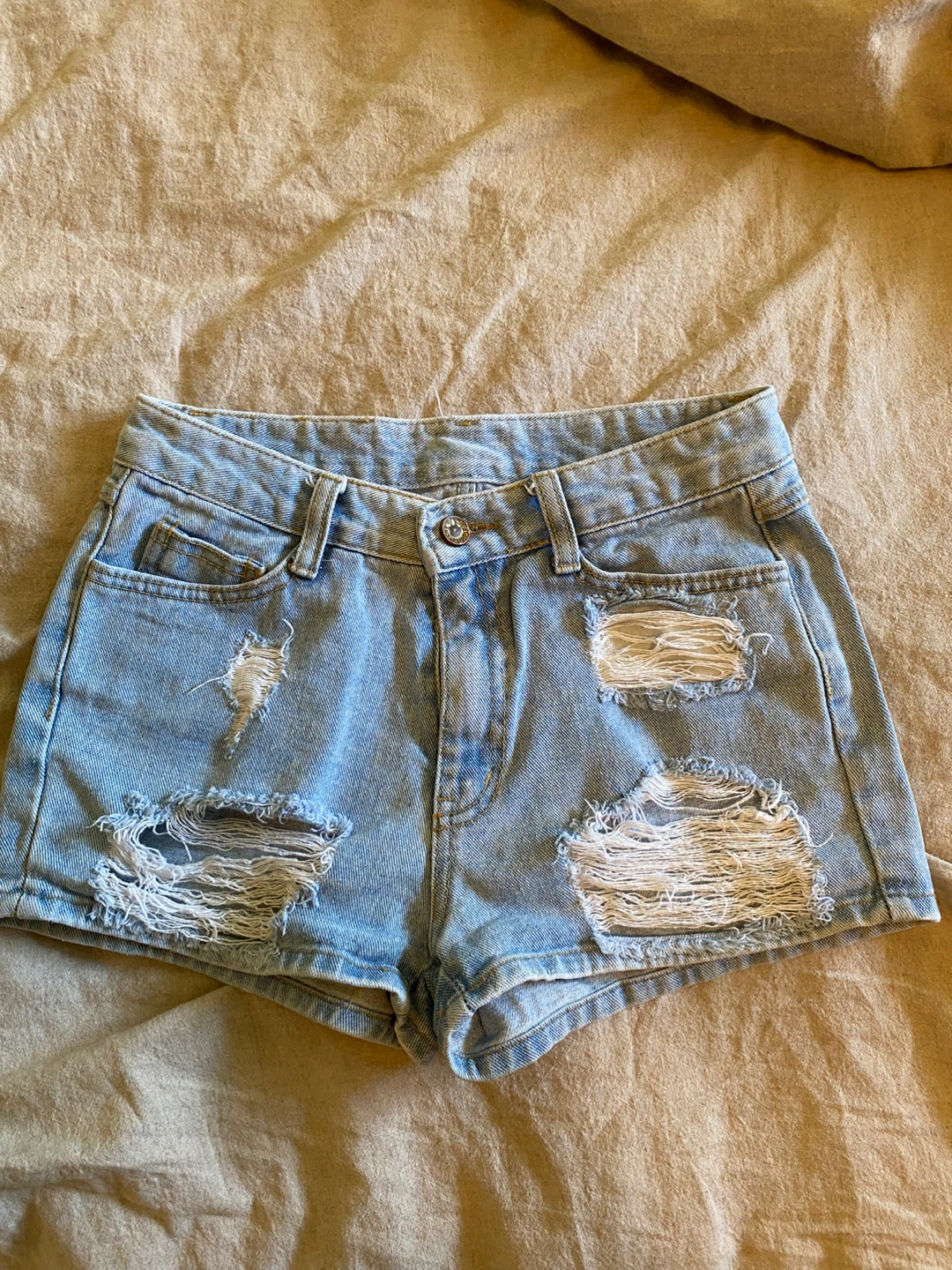 VINTAGE Distressed Denim Shorts Size 28