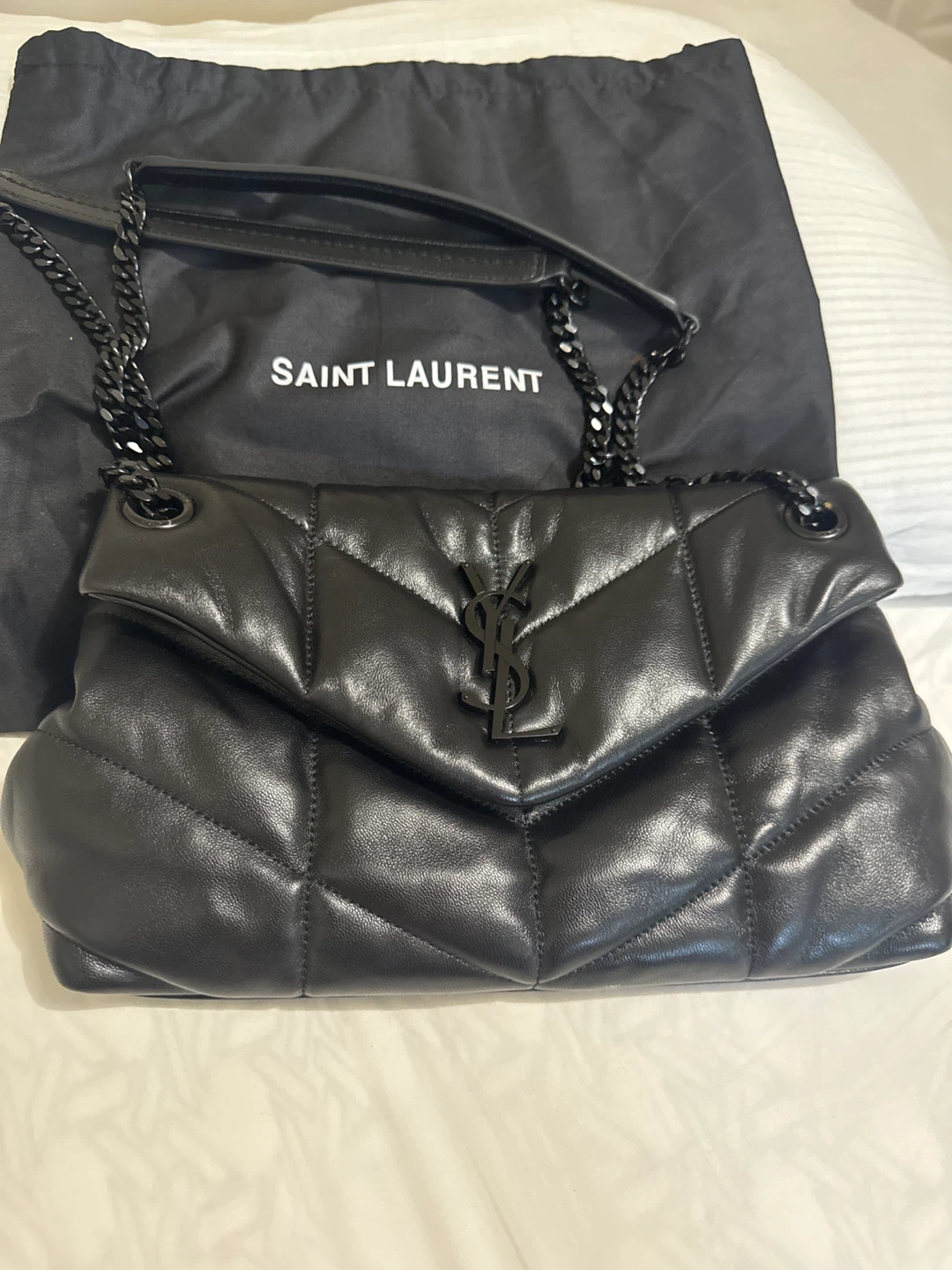 Saint Laurent Black Leather Puffer Shoulder Bag