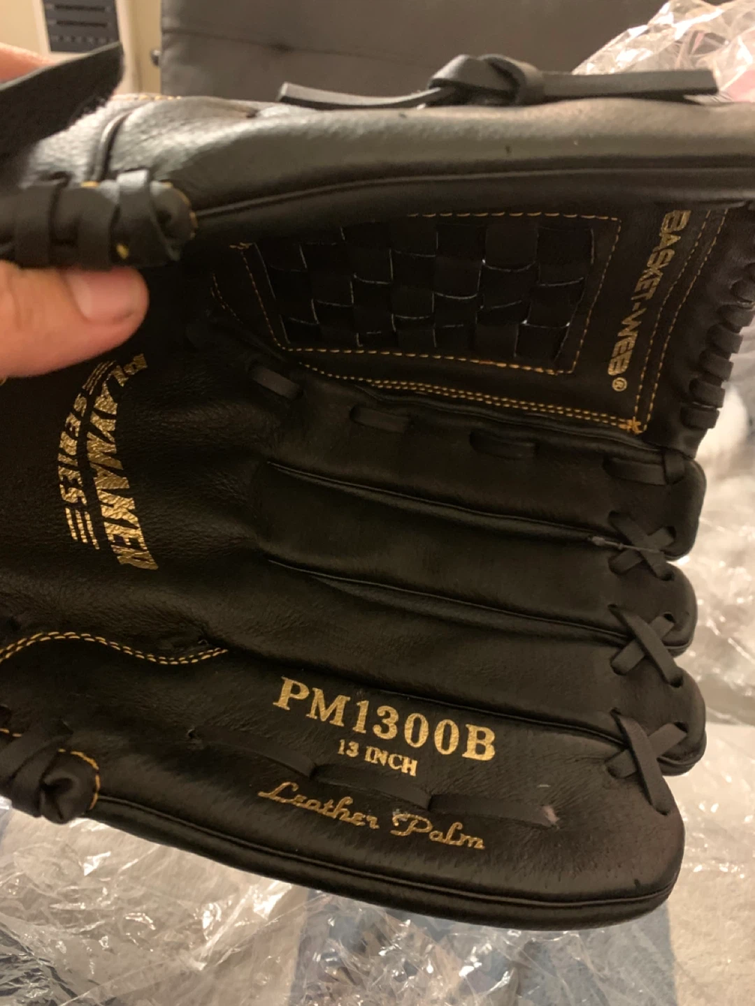 Rawlings PM1300B Baseball Glove - Black Leather Palm 13 Inch - photo 4
