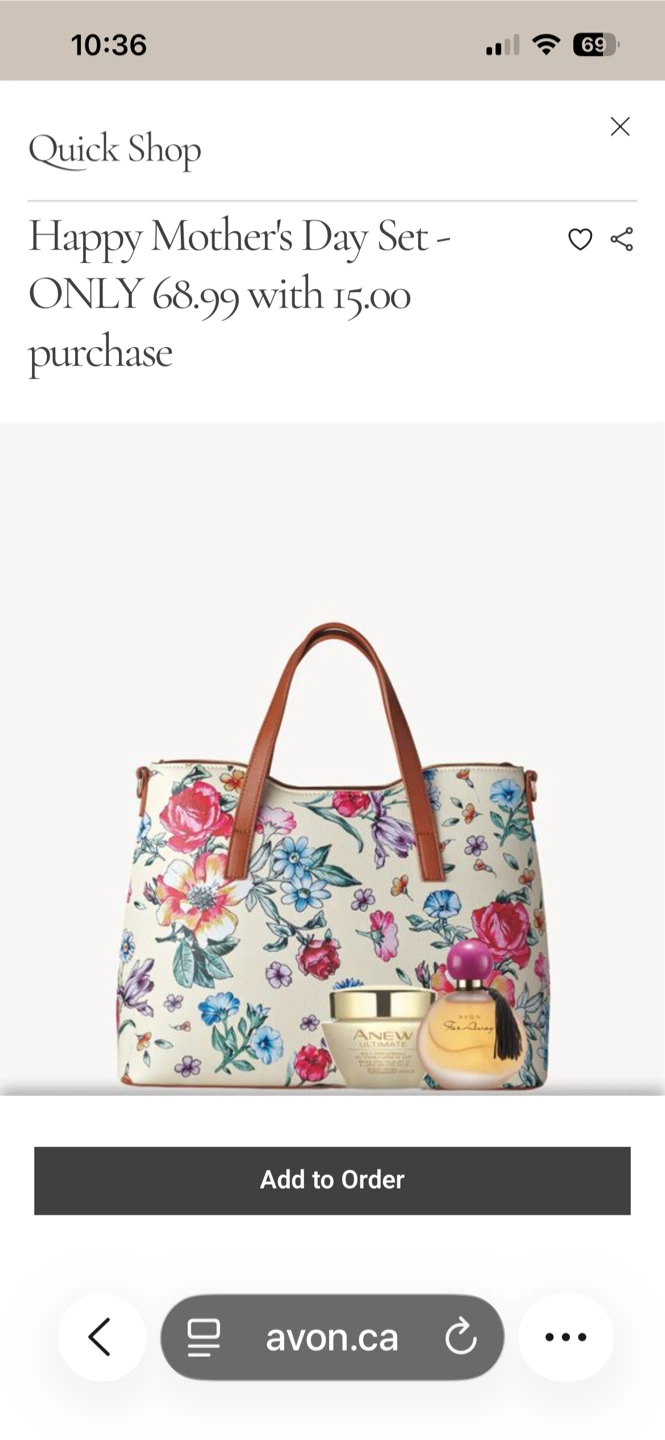 Avon Happy Mother's Day Set with Tote Bag and Fragrance