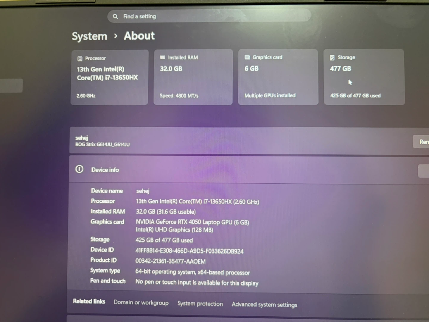 ASUS ROG Strix G614JU Laptop - Intel Core i7, 32GB RAM,