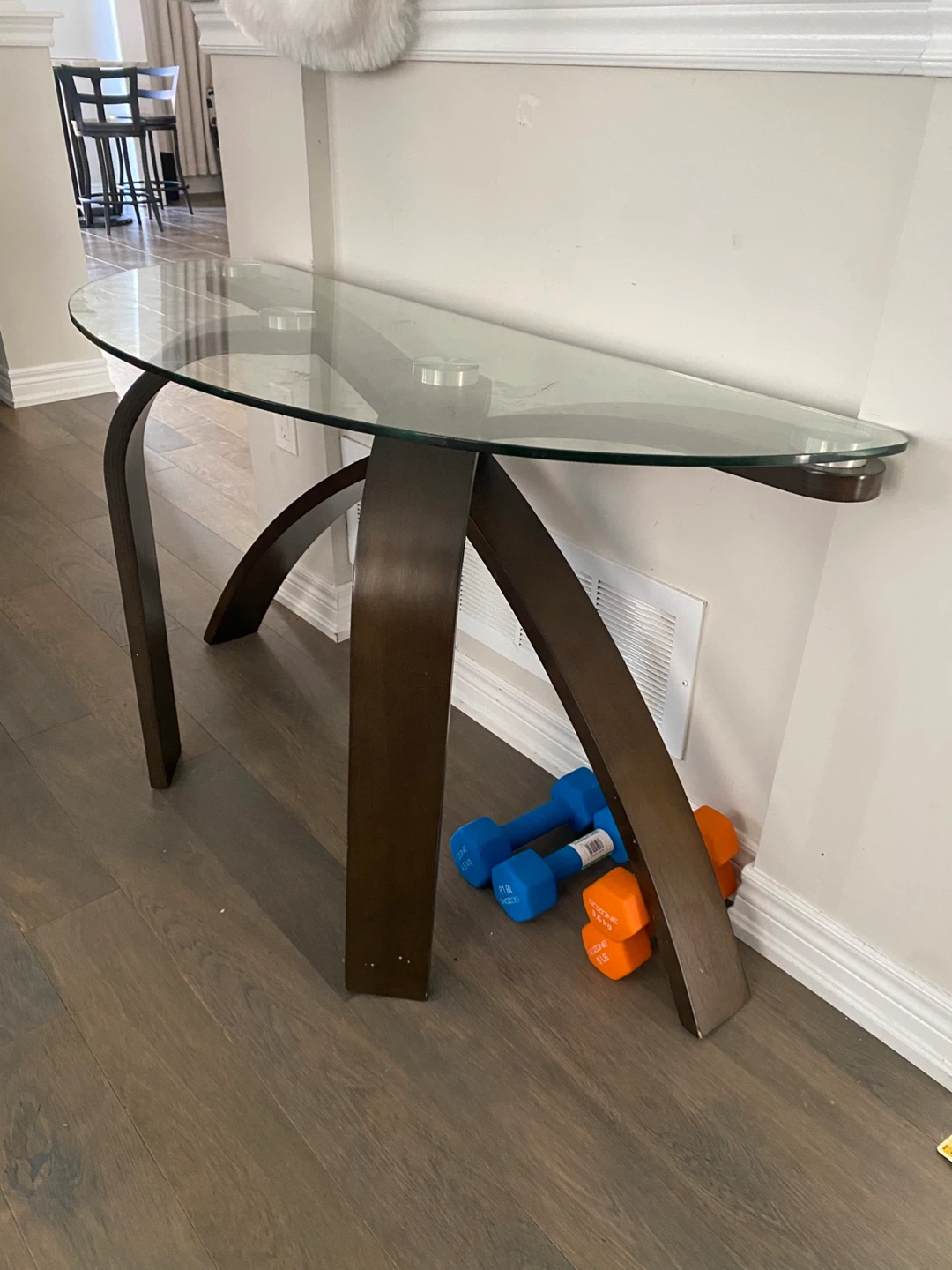 Half Moon Console Table with Glass Top