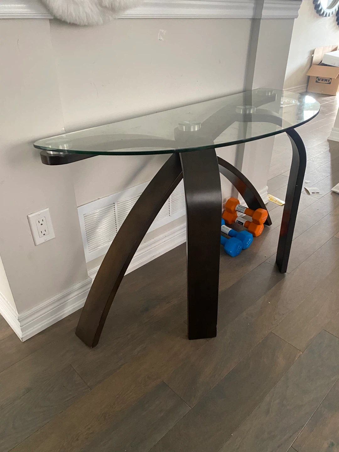 Half Moon Console Table with Glass Top - photo 2