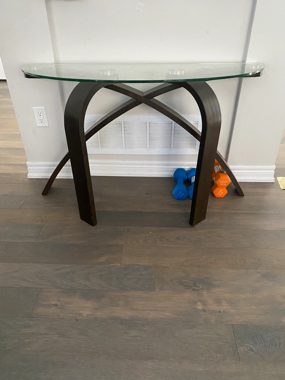 Half Moon Console Table with Glass Top - photo 3