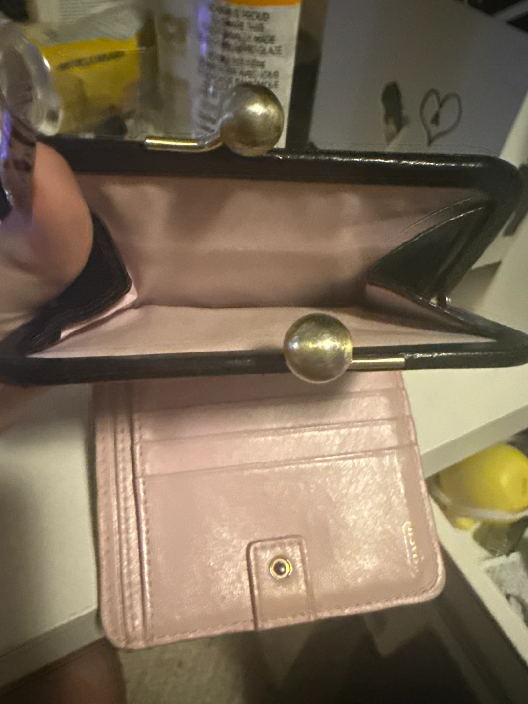 Coach Black & Pink Leather Coin Purse Wallet - photo 3