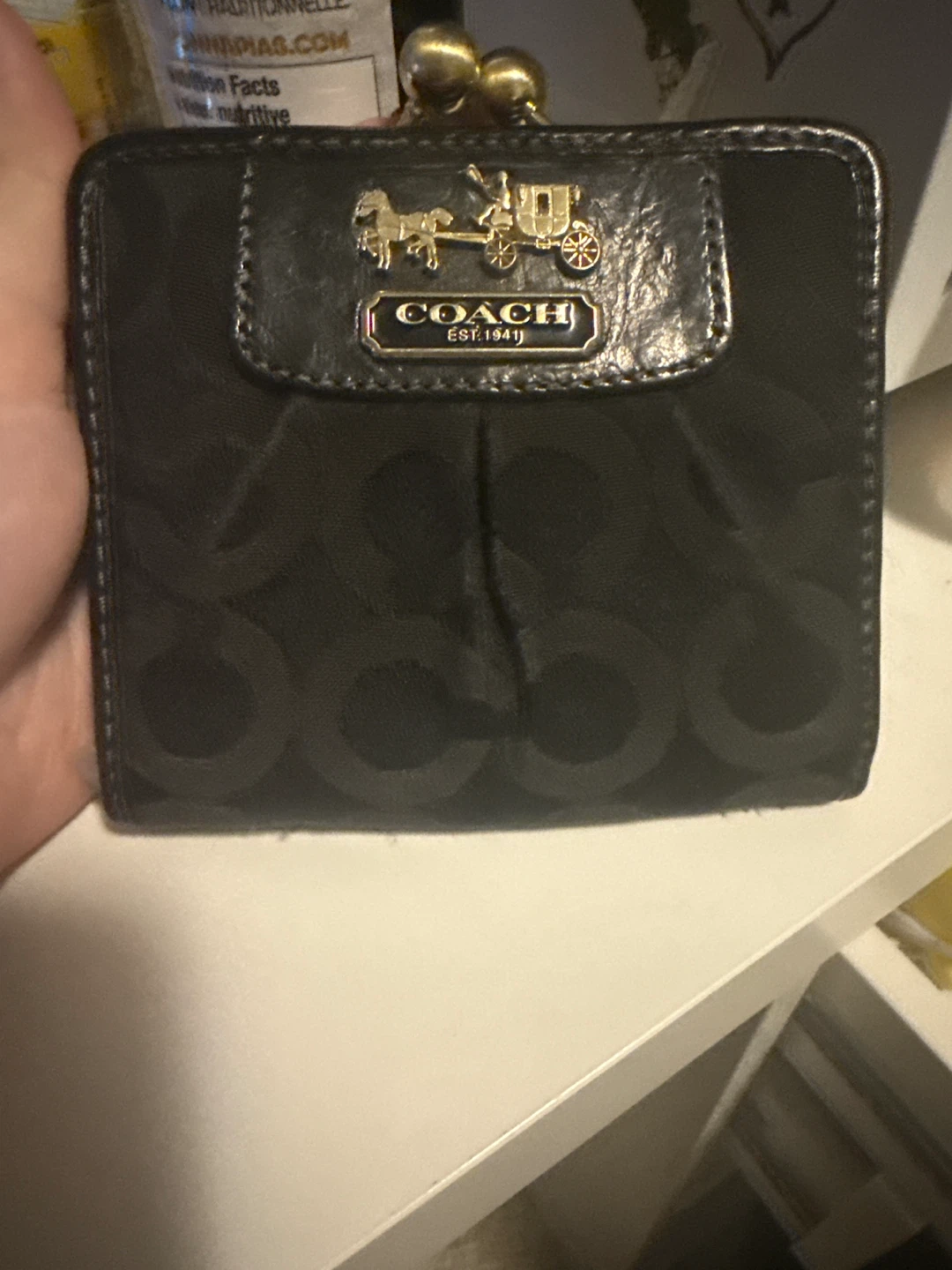 Coach Black & Pink Leather Coin Purse Wallet