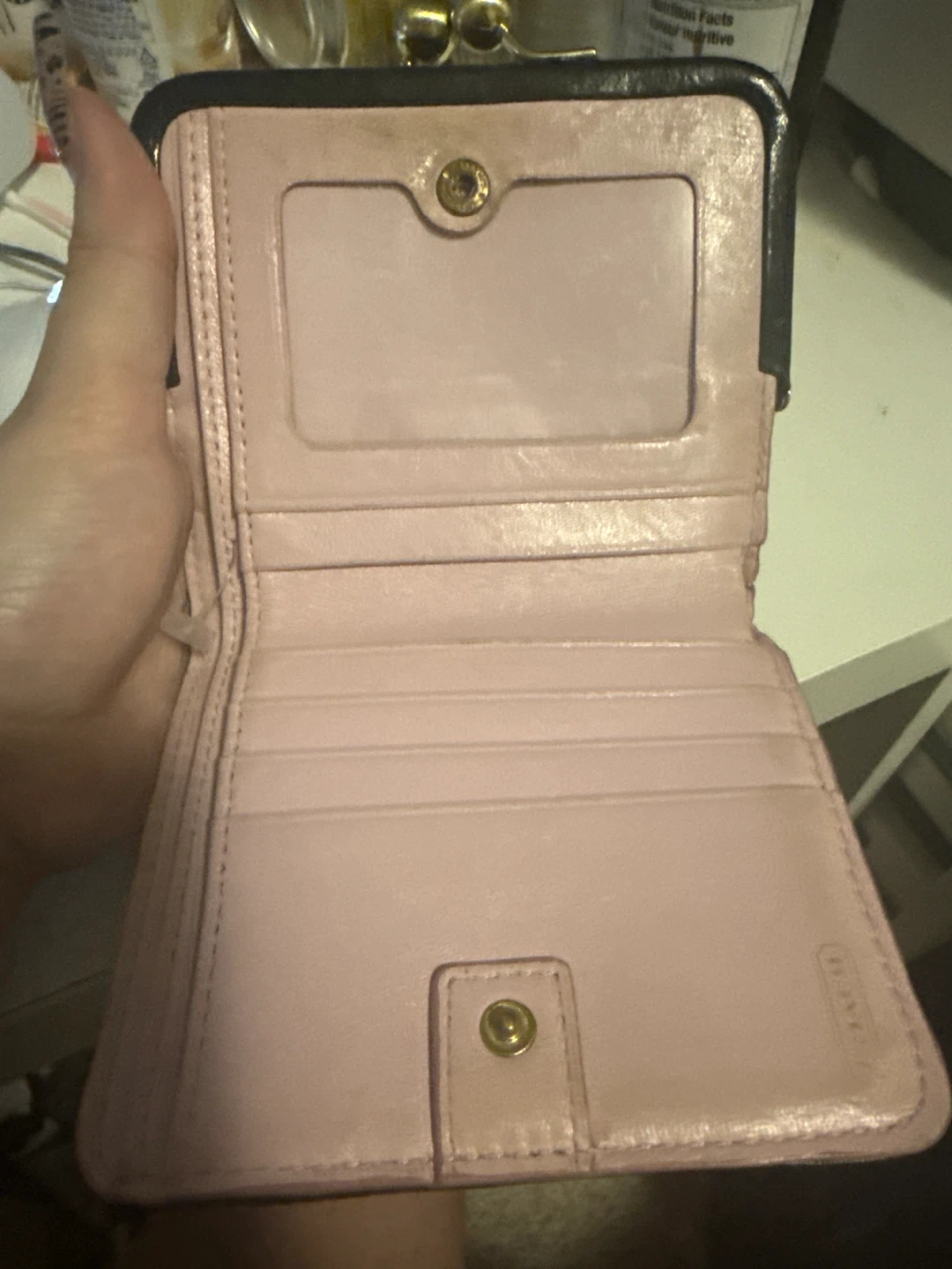 Coach Black & Pink Leather Coin Purse Wallet - photo 2