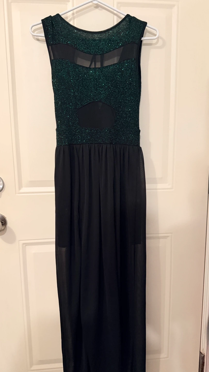 Sparkly Green & Black Dress. Size M