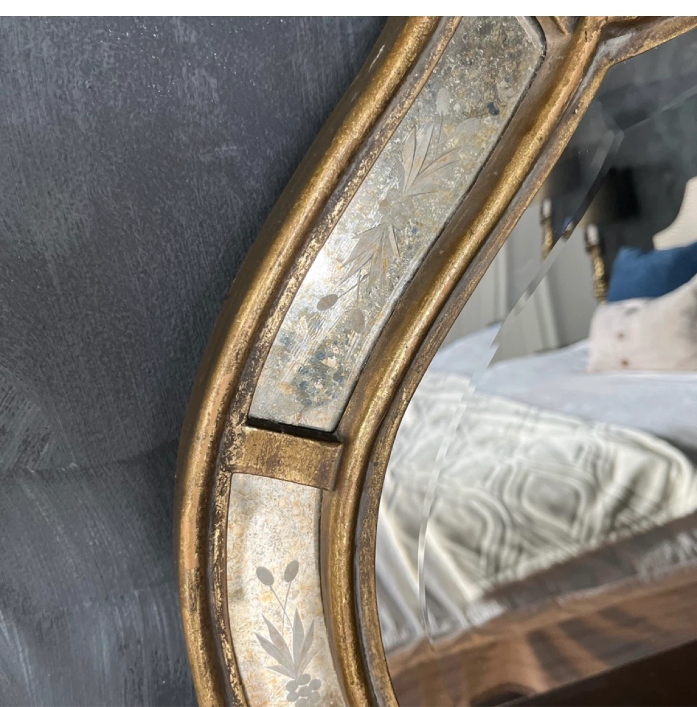 Vintage Ornate Gold Mirror with Etched Accents - photo 2
