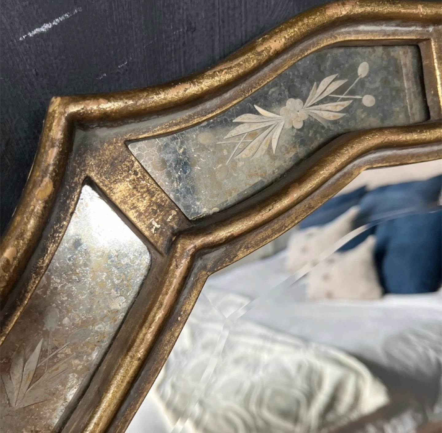 Vintage Ornate Gold Mirror with Etched Accents - photo 5