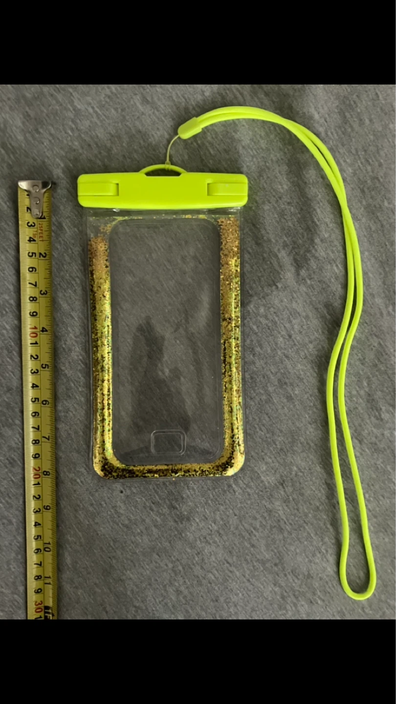 AEO Glittery Waterproof Phone Pouch with Lanyard 📱☔️🌧️ 🏖️🏝️✨💛💚
