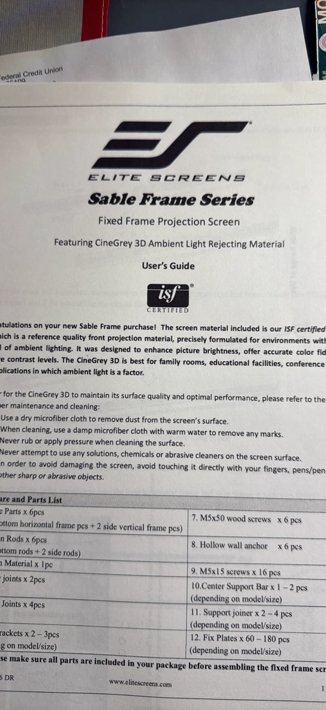 Elite Screens Sable Frame  Series Fixed Frame Projector Screen - photo 4