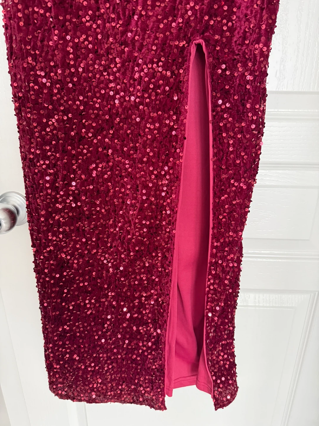 Burgundy Maxi Dress with Slit. Size M - photo 4