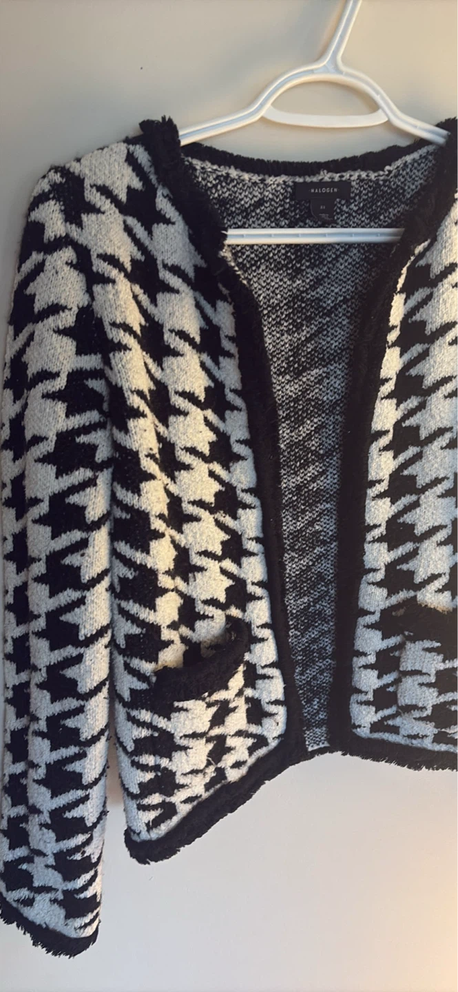 Halogen Houndstooth Cardigan - XS - photo 4