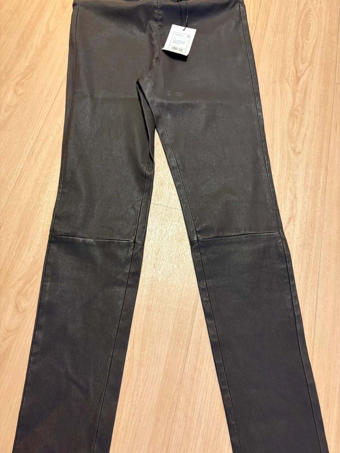 Theory ADBELLE L2 Pants Chocolate Brown Urban St Leather Size 12 - photo 4