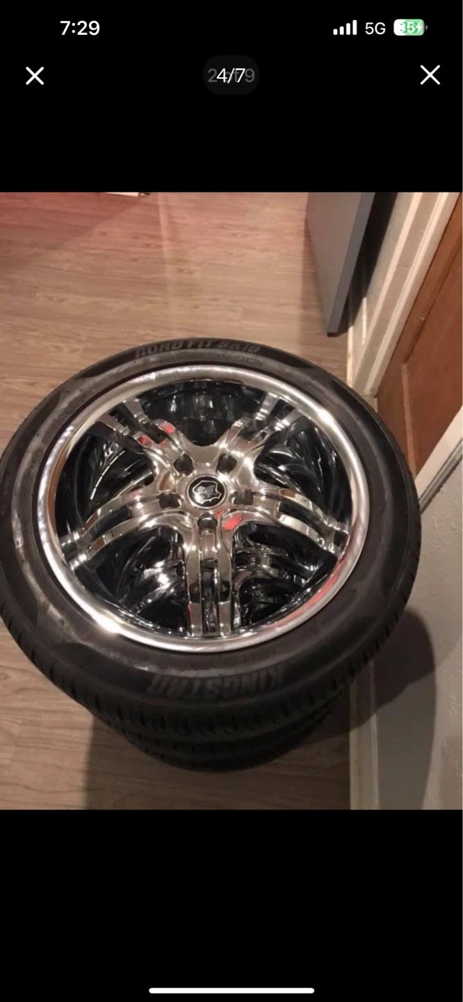 Set of 4 Chrome Wheels and Tires - photo 3