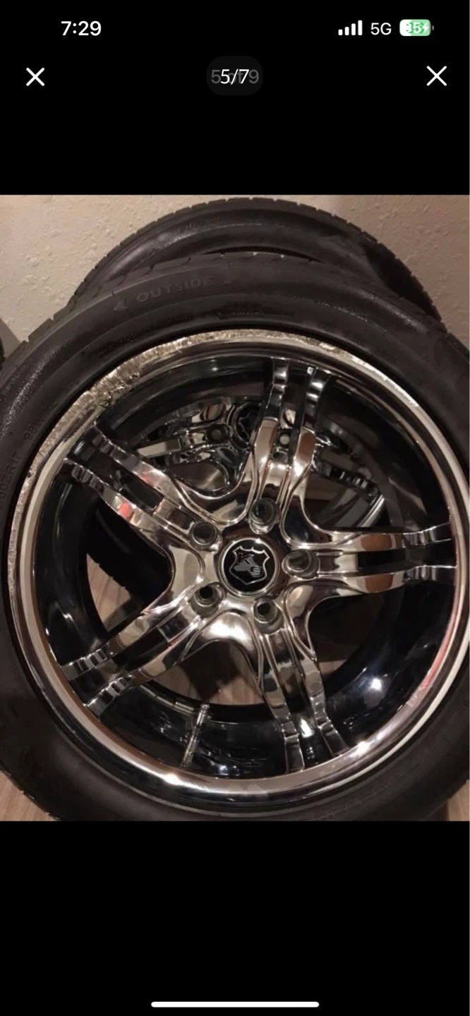 Set of 4 Chrome Wheels and Tires - photo 2