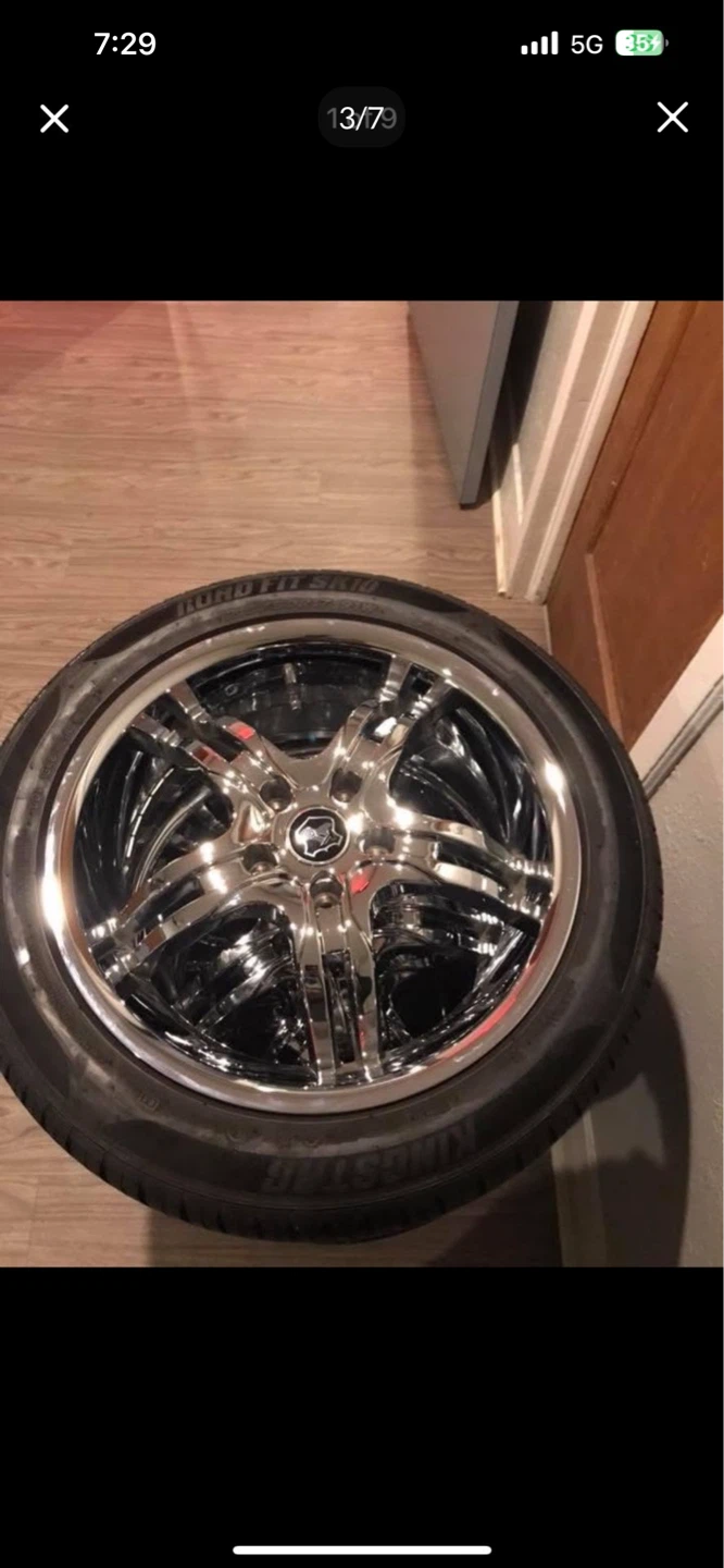 Set of 4 Chrome Wheels and Tires - photo 5