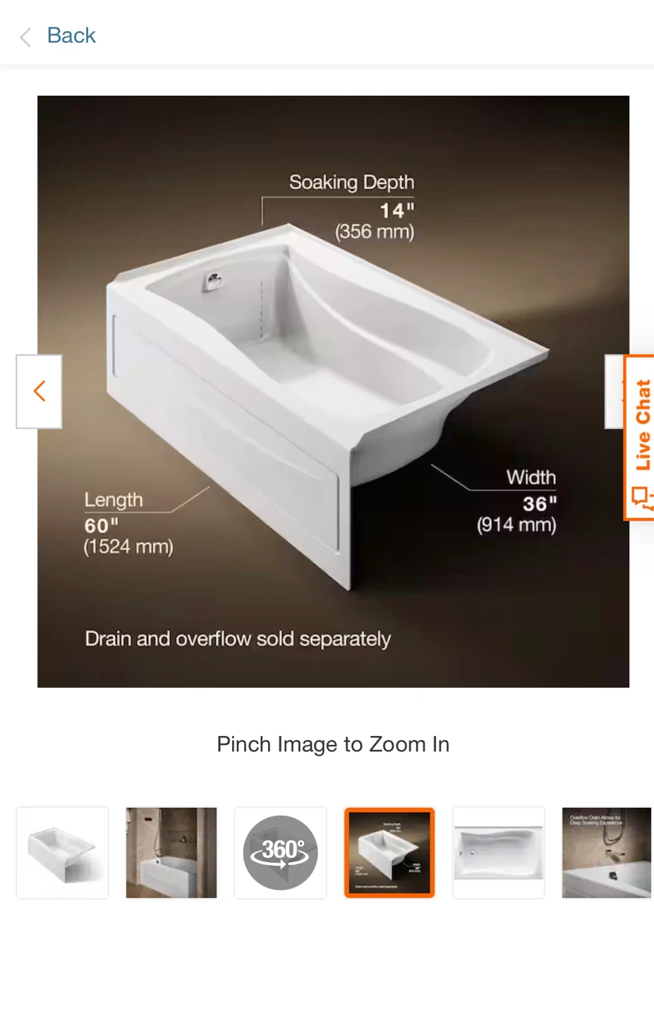 Brand New! Kohler Mariposa 60" Soaking Bathtub - photo 5