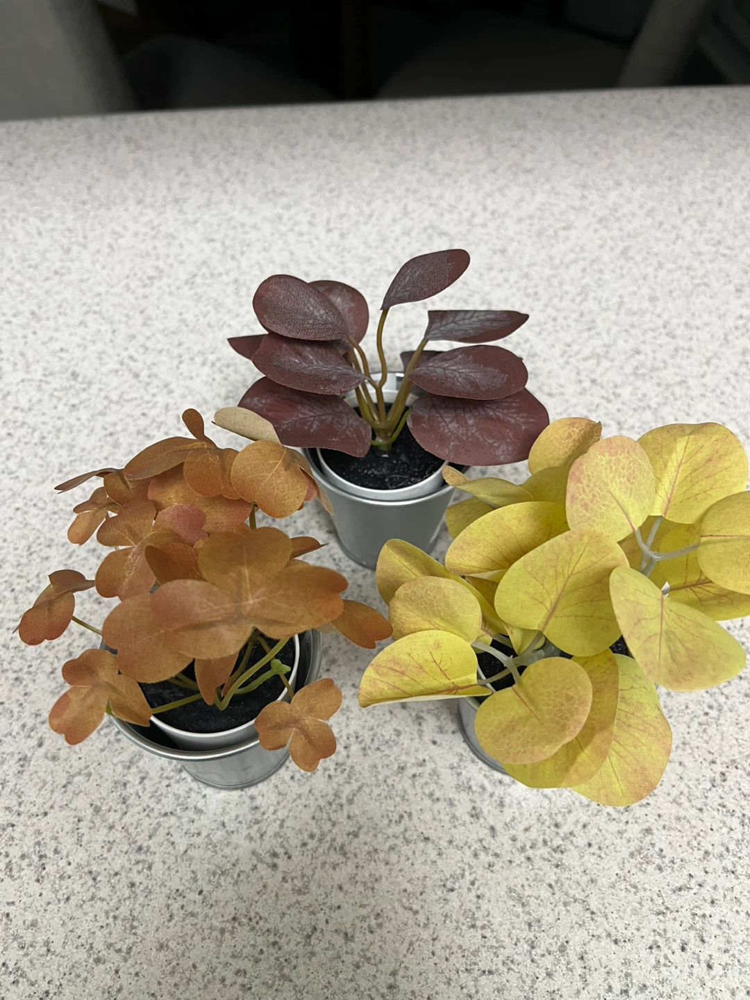 Set of 3 IKEA Faux Potted Plants - Brown, Yellow, Orange