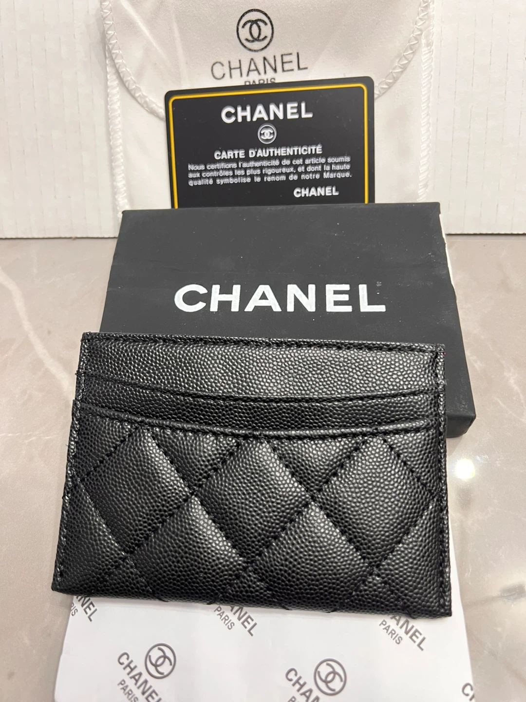 CHANEL Black Quilted Caviar Leather Card Holder - photo 2