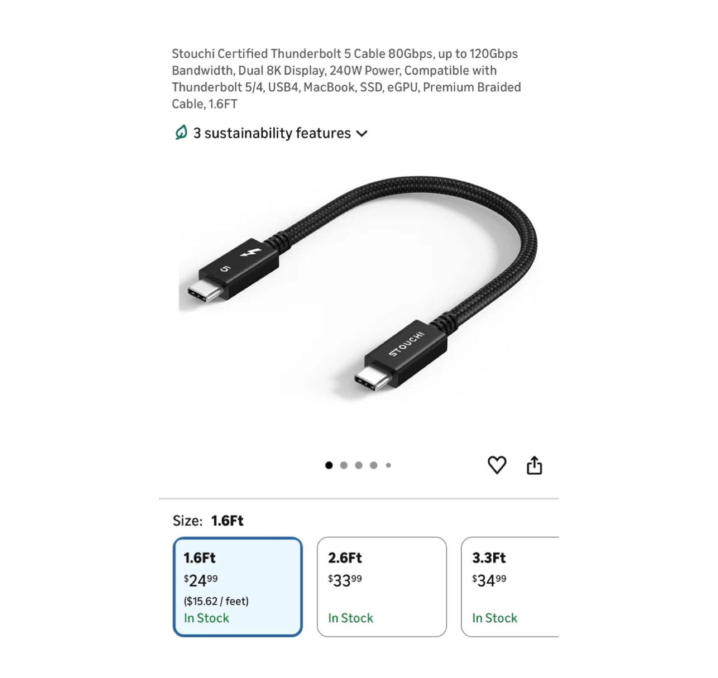 Brand new Certified Thunderbolt 5 Cable 80Gbps