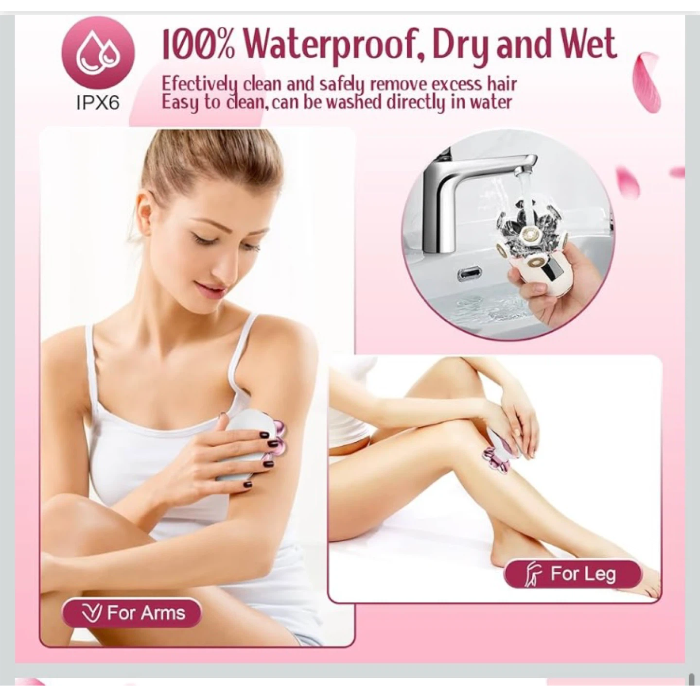 Women's 7D Electric Shaver - Pink, Waterproof, Rechargeable - photo 5