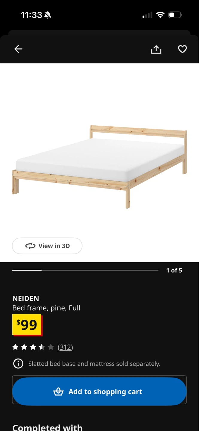 Moving Sale - IKEA NEIDEN Full Bed Frame, Pine