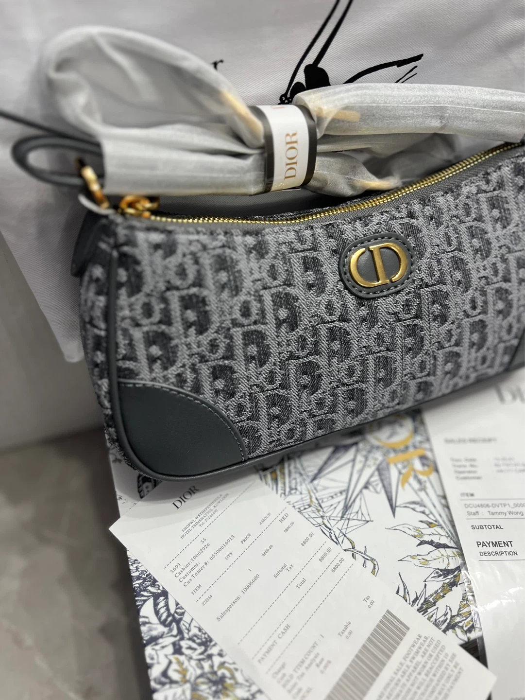 Christian Dior Grey Oblique Canvas Shoulder Bag - photo 3